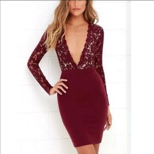 Lulus wine color lace midi dress!